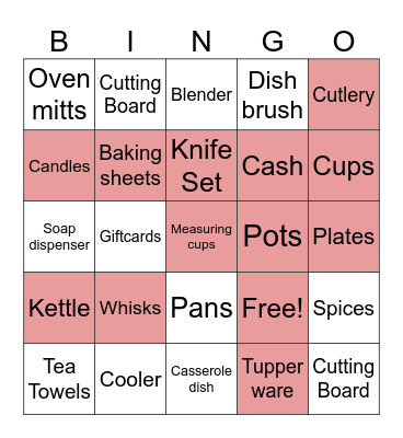 Bridal Bingo Card