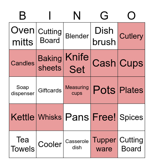 Bridal Bingo Card