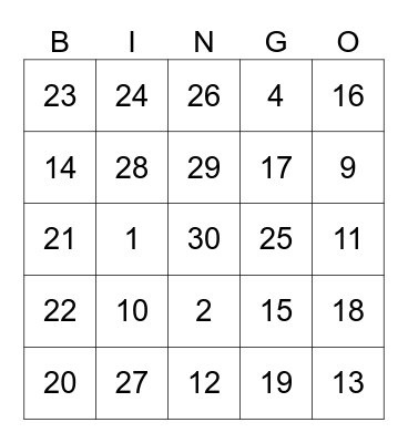 Bingo Card