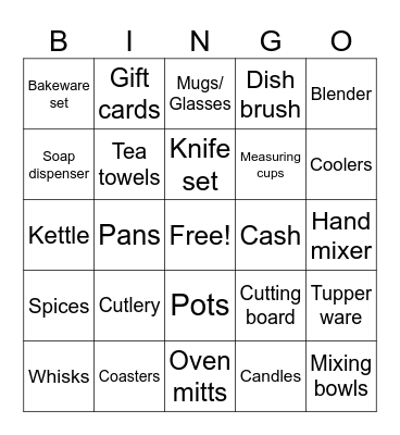 Bridal Bingo Card