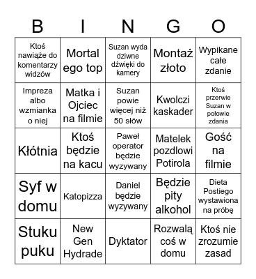 New Gen bingo Card
