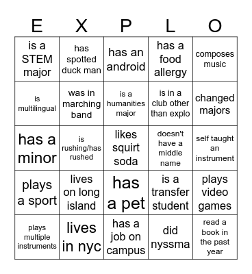 ICE BREAKER!! find someone who... Bingo Card