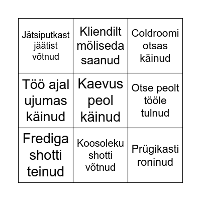 DÜÜNI BINGO Card