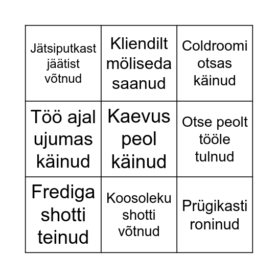 DÜÜNI BINGO Card