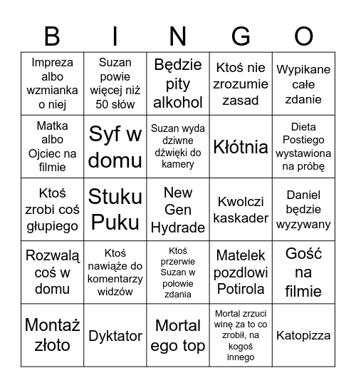 Frizawka bingo Card