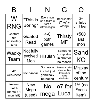 Pokemon Worlds Day 2 Bingo Card