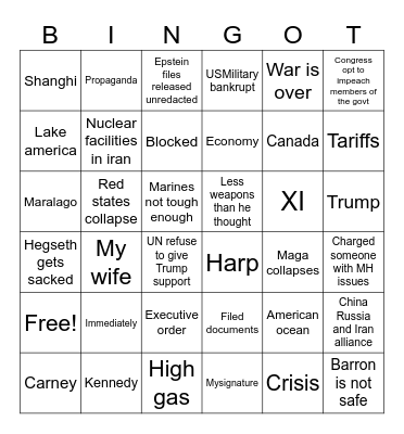 TRUMP administration  BINGO Card