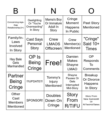 SRRS Bingo Card