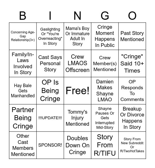 SRRS Bingo Card