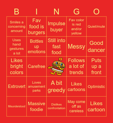 TAOHK&I Kinnies - Dokidoki Burger Bingo Card