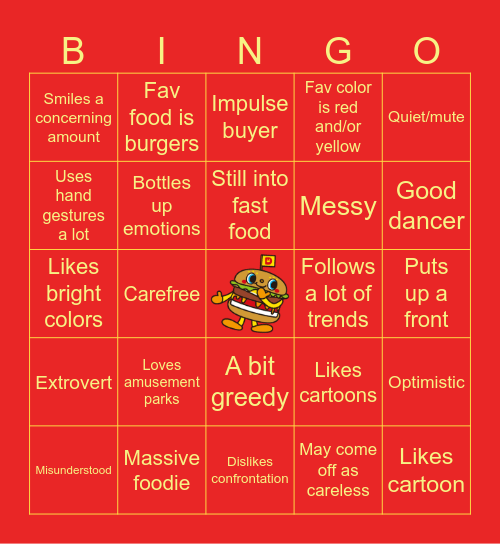 TAOHK&I Kinnies - Dokidoki Burger Bingo Card