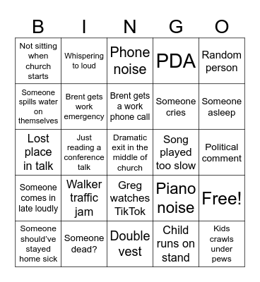 Linton Ward Bingo Card