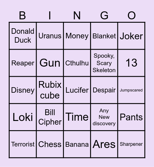 Infinite craft Bingo Card
