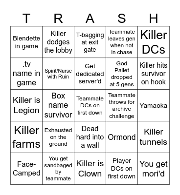 Ultimate DBD Bingo Card