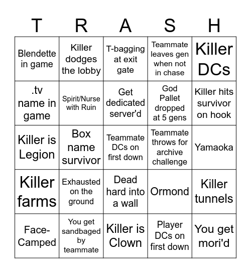 Ultimate DBD Bingo Card