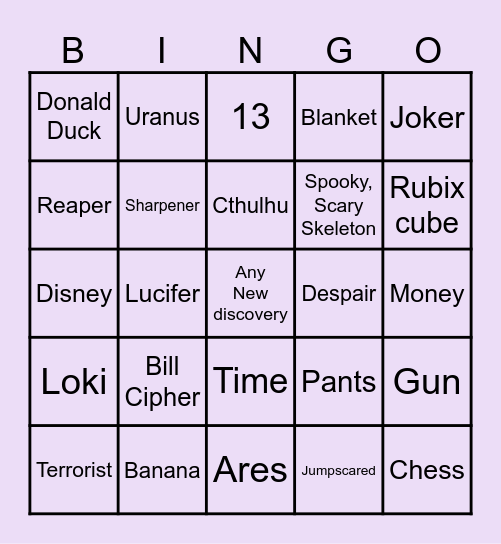Infinite craft Bingo Card