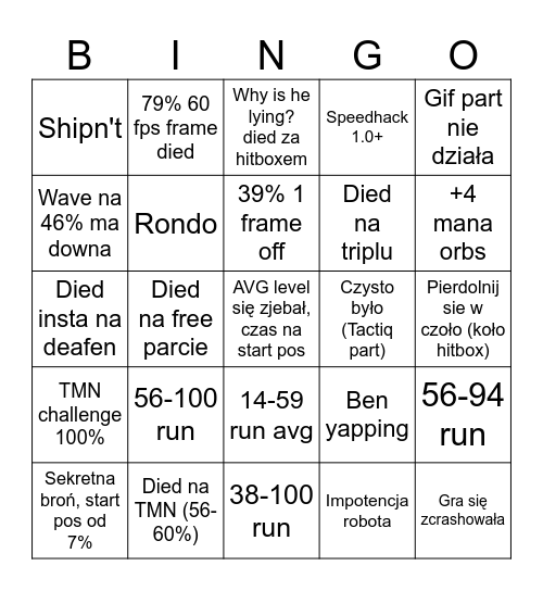 Zodiac Bingo Card