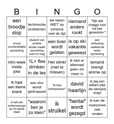 de ict'se school bingo Card