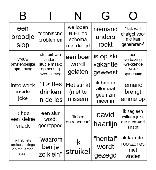 de ict'se school bingo Card