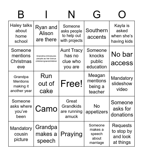 Anniversary Bingo Card