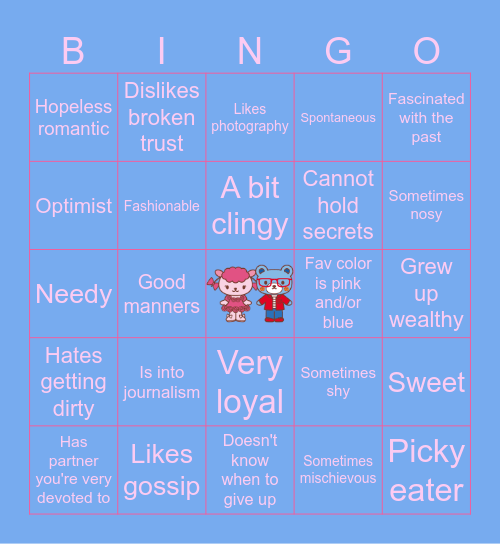 TAOHK&I Kinnies - Pinkylilrose & Rioskypeace Bingo Card