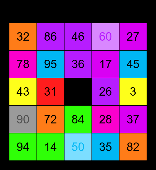 NumberBLOCKS Bingo Card