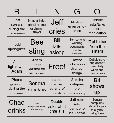 Wedding Bingo Card