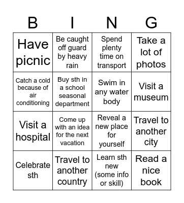 Summer Bingo Card