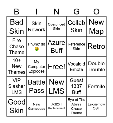 Forsaken Summer Games Bingo Card