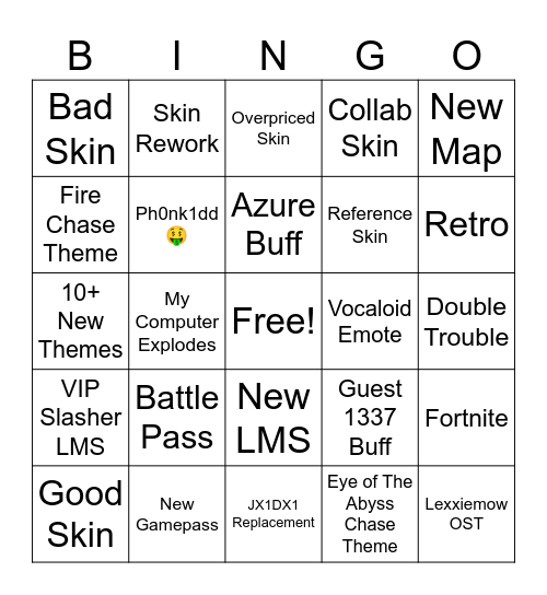 Forsaken Summer Games Bingo Card