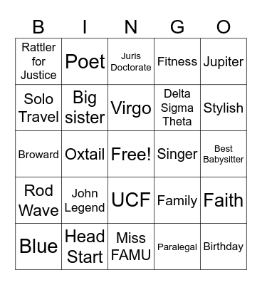 Enya’s Y2K Kickback Bingo Card