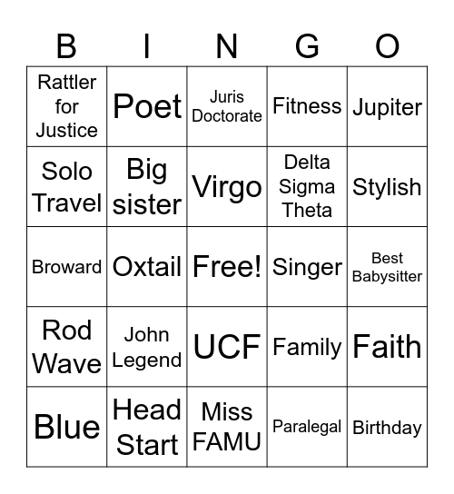 Enya’s Y2K Kickback Bingo Card