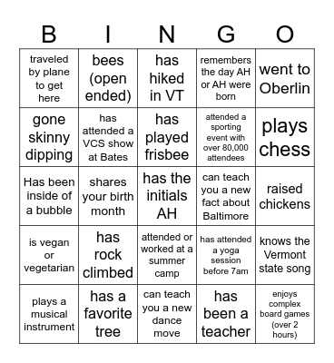 Find the Guest! Bingo Card