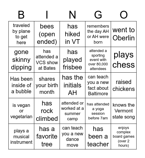 Find the Guest! Bingo Card