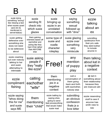 the "here we go again" bingo Card