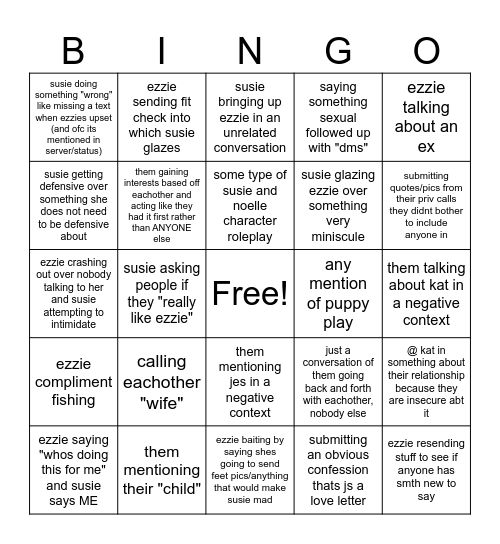 the "here we go again" bingo Card