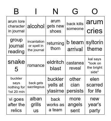 session 26 Bingo Card