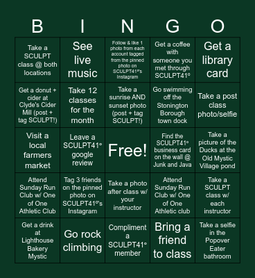 SCULPTember Bingo Card