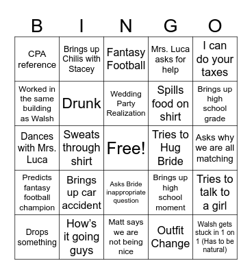 Ankles Bingo Card