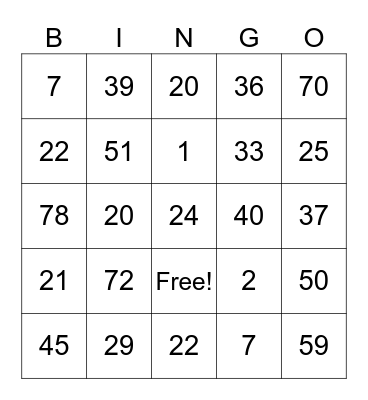 Untitled Bingo Card
