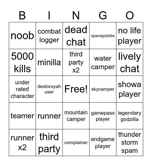 kaiju alpha bingo Card