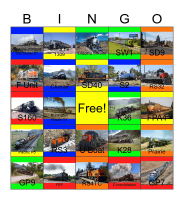 The Yreka Western, the Fillmore and Western, the Cumbres and Toltec and other Heritage Railroads and Railroad Museums in the West of the Mississippi River Bingo Card