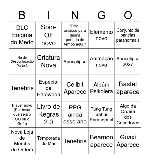 Untitled BingoGuaxini Bingo Card