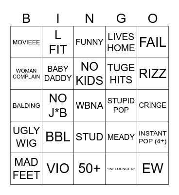 POP THE BALLOON Bingo Card