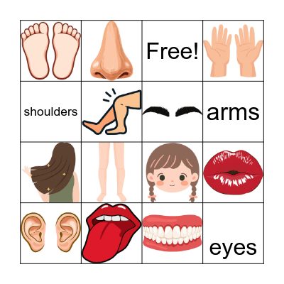 Parts of the body Bingo Card