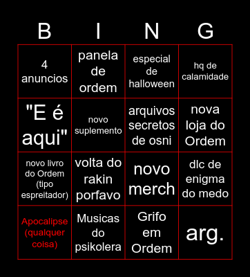 Segredos Putados Bingo Card