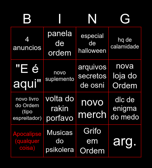 Segredos Putados Bingo Card