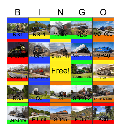 The Ottawa Northern Railroad and other Regional Lines and  Shortlines that I would like to work and get paid while Laurie passed away one day Bingo Card