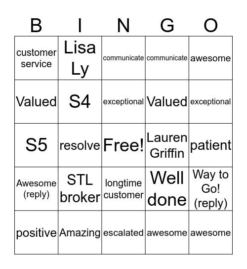 Positive Escalation Bingo Card
