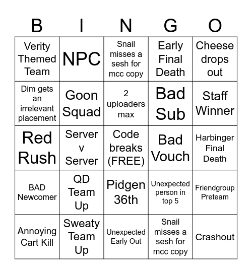 Deadline Bingo Card